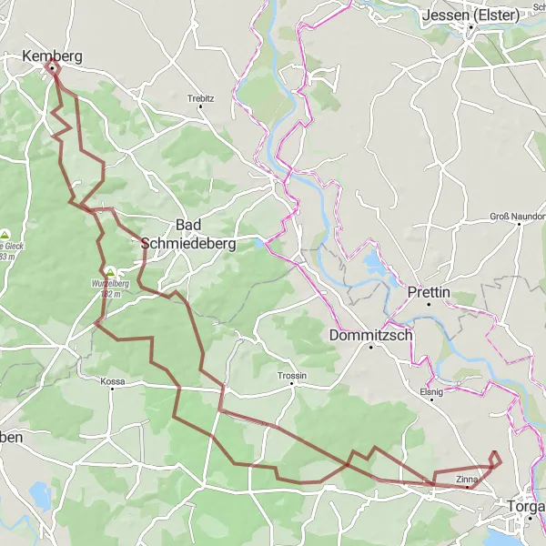 Karten-Miniaturansicht der Radinspiration "Gravel-Tour um Kemberg" in Sachsen-Anhalt, Germany. Erstellt vom Tarmacs.app-Routenplaner für Radtouren