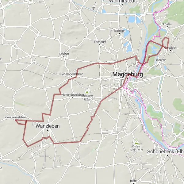 Map miniature of "Rural Ruins Expedition" cycling inspiration in Sachsen-Anhalt, Germany. Generated by Tarmacs.app cycling route planner