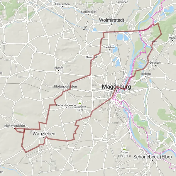 Karten-Miniaturansicht der Radinspiration "Großer Mühlenberg-Magdeburg-Rundtour" in Sachsen-Anhalt, Germany. Erstellt vom Tarmacs.app-Routenplaner für Radtouren