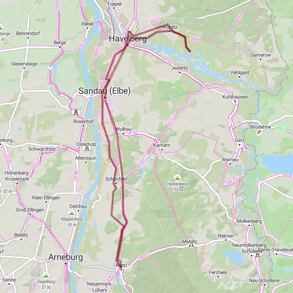 Map miniature of "Havelberg Explorer" cycling inspiration in Sachsen-Anhalt, Germany. Generated by Tarmacs.app cycling route planner