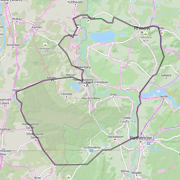 Map miniature of "Discovering Galgenberg" cycling inspiration in Sachsen-Anhalt, Germany. Generated by Tarmacs.app cycling route planner