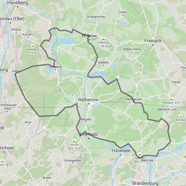 Karten-Miniaturansicht der Radinspiration "Rundreise von Klietz" in Sachsen-Anhalt, Germany. Erstellt vom Tarmacs.app-Routenplaner für Radtouren