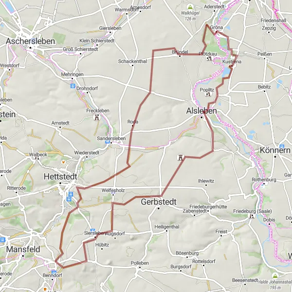 Karten-Miniaturansicht der Radinspiration "Humboldt-Schloß und Radeberg - Gravel Radtour" in Sachsen-Anhalt, Germany. Erstellt vom Tarmacs.app-Routenplaner für Radtouren
