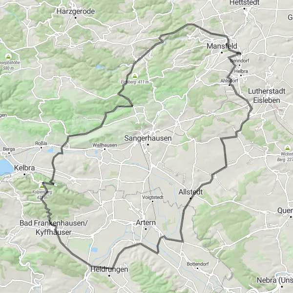 Map miniature of "The Road to Adventure" cycling inspiration in Sachsen-Anhalt, Germany. Generated by Tarmacs.app cycling route planner