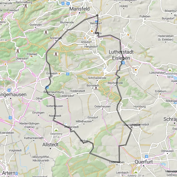 Map miniature of "Countryside Charm" cycling inspiration in Sachsen-Anhalt, Germany. Generated by Tarmacs.app cycling route planner