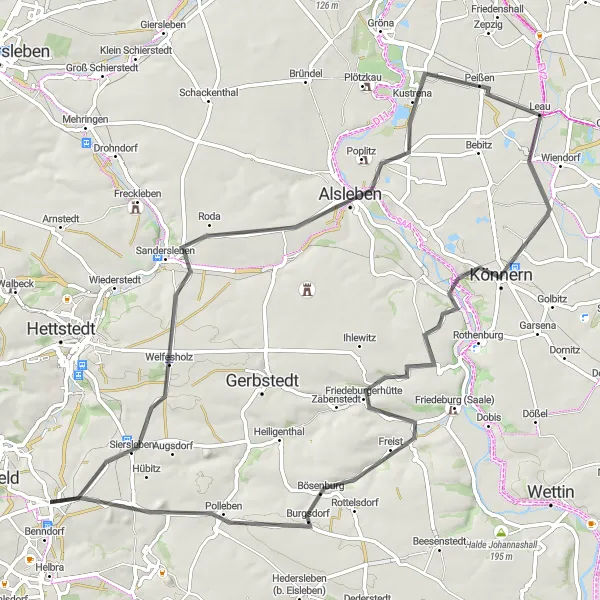 Karten-Miniaturansicht der Radinspiration "Road-Tour um Klostermansfeld" in Sachsen-Anhalt, Germany. Erstellt vom Tarmacs.app-Routenplaner für Radtouren