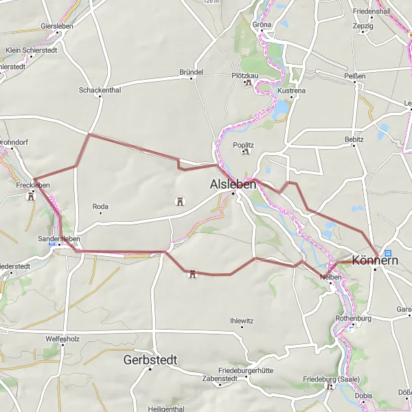 Karten-Miniaturansicht der Radinspiration "Kurze Fahrradtour mit Blick auf Belleben und Alsleben" in Sachsen-Anhalt, Germany. Erstellt vom Tarmacs.app-Routenplaner für Radtouren