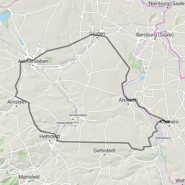 Map miniature of "Road Adventure and Historical Charm" cycling inspiration in Sachsen-Anhalt, Germany. Generated by Tarmacs.app cycling route planner