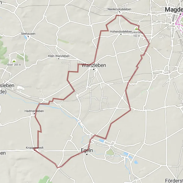 Map miniature of "The Altenstedt Gravel Adventure" cycling inspiration in Sachsen-Anhalt, Germany. Generated by Tarmacs.app cycling route planner