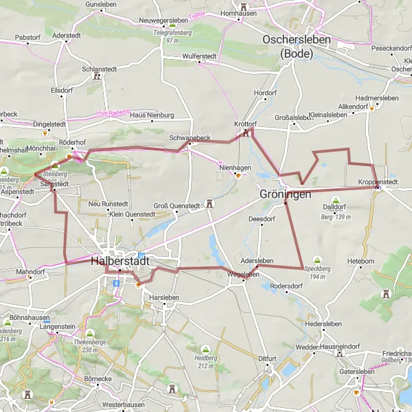 Karten-Miniaturansicht der Radinspiration "Abenteuer in Halberstadt" in Sachsen-Anhalt, Germany. Erstellt vom Tarmacs.app-Routenplaner für Radtouren