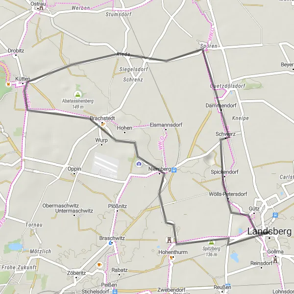 Map miniature of "Countryside Loop" cycling inspiration in Sachsen-Anhalt, Germany. Generated by Tarmacs.app cycling route planner