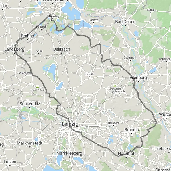 Map miniature of "Sachsen-Anhalt Round-Trip" cycling inspiration in Sachsen-Anhalt, Germany. Generated by Tarmacs.app cycling route planner