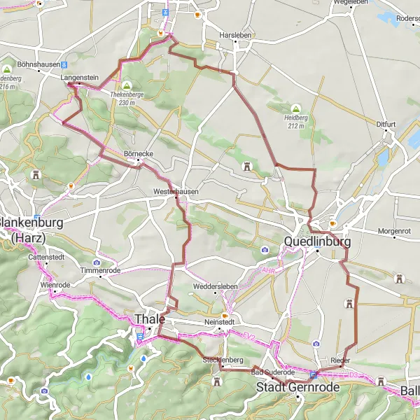 Map miniature of "Gravel Adventure in the Harz Mountains" cycling inspiration in Sachsen-Anhalt, Germany. Generated by Tarmacs.app cycling route planner