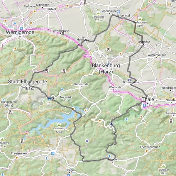 Map miniature of "Thrilling Harz Mountains Ride" cycling inspiration in Sachsen-Anhalt, Germany. Generated by Tarmacs.app cycling route planner