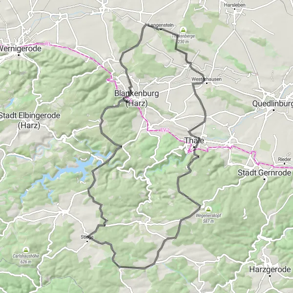 Karten-Miniaturansicht der Radinspiration "Harzumrundung durch Friedrichsbrunn" in Sachsen-Anhalt, Germany. Erstellt vom Tarmacs.app-Routenplaner für Radtouren