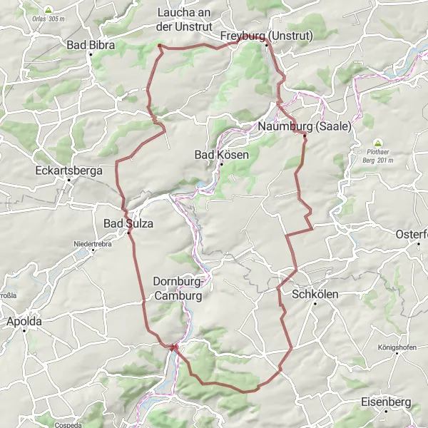 Map miniature of "The Gravel Adventure" cycling inspiration in Sachsen-Anhalt, Germany. Generated by Tarmacs.app cycling route planner