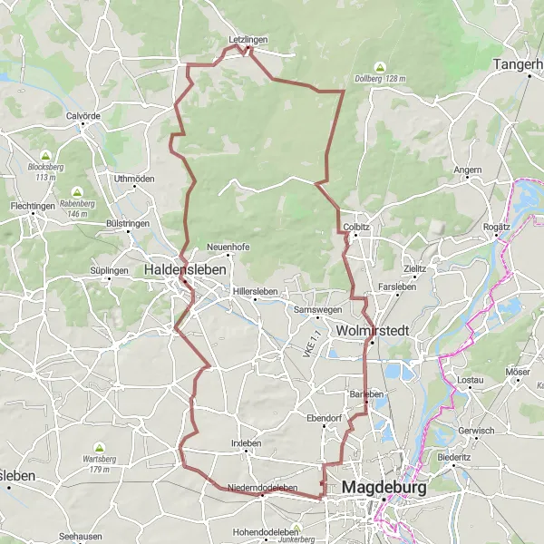 Karten-Miniaturansicht der Radinspiration "Rundtour durch Hoher Hügel und Eichenbarleben" in Sachsen-Anhalt, Germany. Erstellt vom Tarmacs.app-Routenplaner für Radtouren