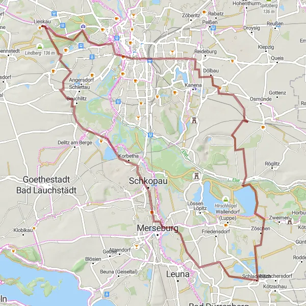 Karten-Miniaturansicht der Radinspiration "Entlang der Burgen und Aussichtstürme" in Sachsen-Anhalt, Germany. Erstellt vom Tarmacs.app-Routenplaner für Radtouren