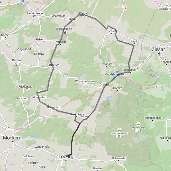 Karten-Miniaturansicht der Radinspiration "Historische Route" in Sachsen-Anhalt, Germany. Erstellt vom Tarmacs.app-Routenplaner für Radtouren
