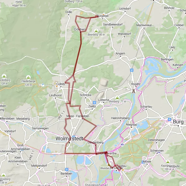 Karten-Miniaturansicht der Radinspiration "Rund um Rothensee" in Sachsen-Anhalt, Germany. Erstellt vom Tarmacs.app-Routenplaner für Radtouren