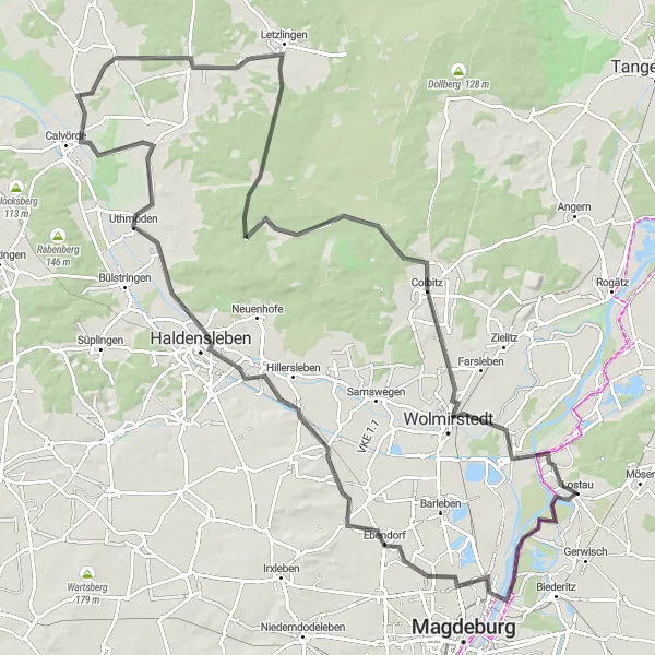 Karten-Miniaturansicht der Radinspiration "Elberadweg von Lostau nach Haldensleben" in Sachsen-Anhalt, Germany. Erstellt vom Tarmacs.app-Routenplaner für Radtouren