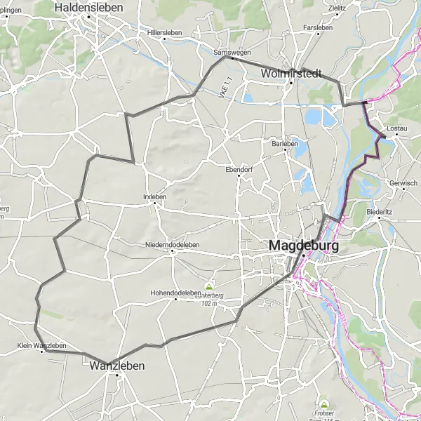 Karten-Miniaturansicht der Radinspiration "Magdeburger Erlebnistour" in Sachsen-Anhalt, Germany. Erstellt vom Tarmacs.app-Routenplaner für Radtouren
