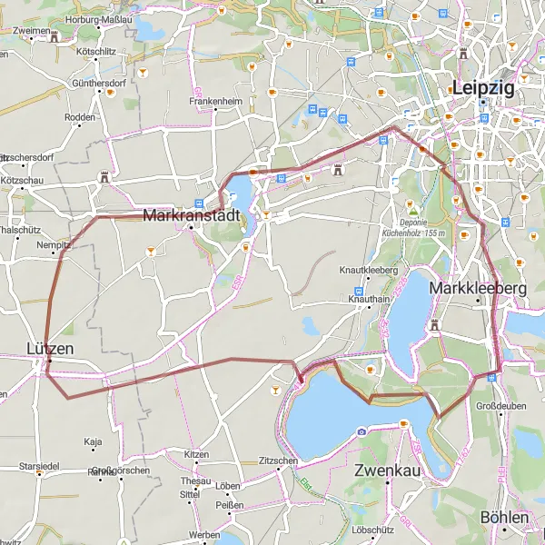 Map miniature of "Discovering the Gravel Pathways" cycling inspiration in Sachsen-Anhalt, Germany. Generated by Tarmacs.app cycling route planner