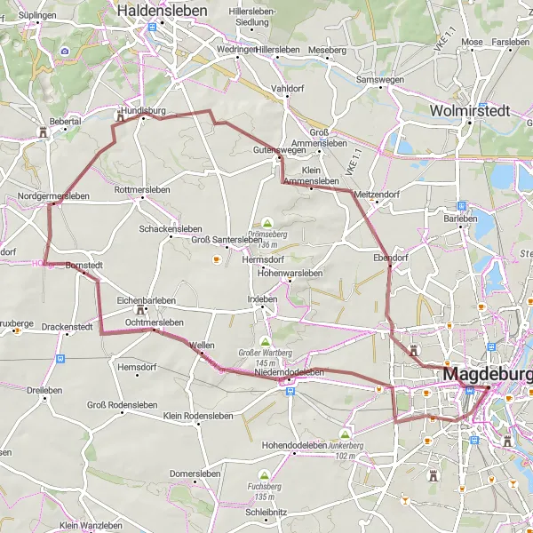 Karten-Miniaturansicht der Radinspiration "Gravel-Abenteuer bei Magdeburg" in Sachsen-Anhalt, Germany. Erstellt vom Tarmacs.app-Routenplaner für Radtouren