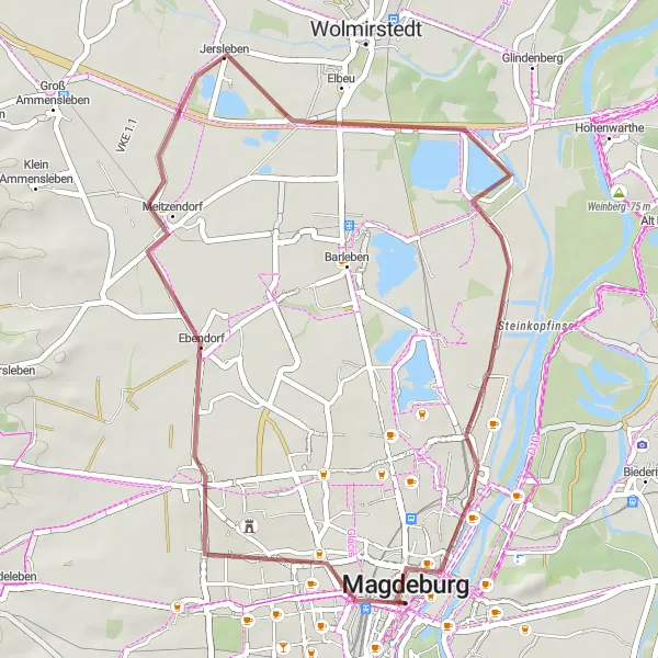 Map miniature of "Magdeburg Gravel Adventure" cycling inspiration in Sachsen-Anhalt, Germany. Generated by Tarmacs.app cycling route planner