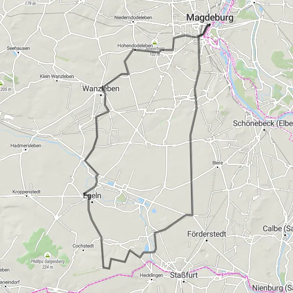 Map miniature of "Magdeburg Loop" cycling inspiration in Sachsen-Anhalt, Germany. Generated by Tarmacs.app cycling route planner