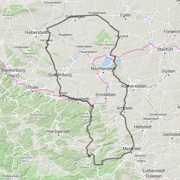 Map miniature of "Harz Explorer" cycling inspiration in Sachsen-Anhalt, Germany. Generated by Tarmacs.app cycling route planner