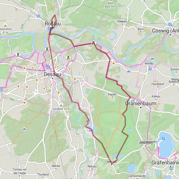 Karten-Miniaturansicht der Radinspiration "Entdeckungstour durch die Natur - Schotterroute in Sachsen-Anhalt" in Sachsen-Anhalt, Germany. Erstellt vom Tarmacs.app-Routenplaner für Radtouren