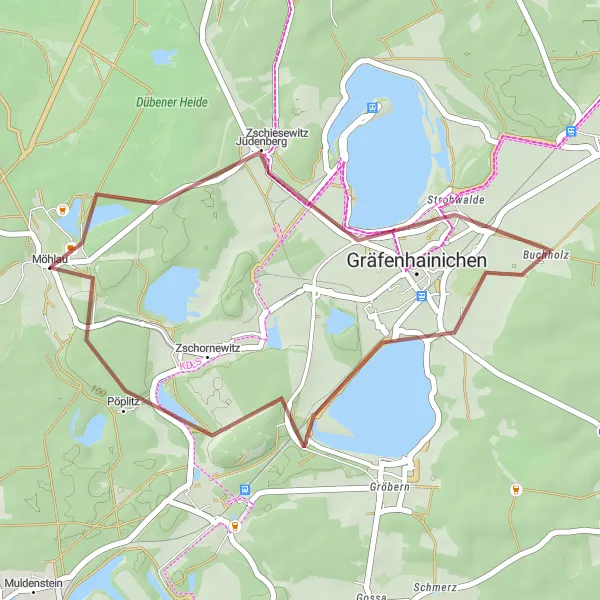 Karten-Miniaturansicht der Radinspiration "Rund um den Gröberner See" in Sachsen-Anhalt, Germany. Erstellt vom Tarmacs.app-Routenplaner für Radtouren