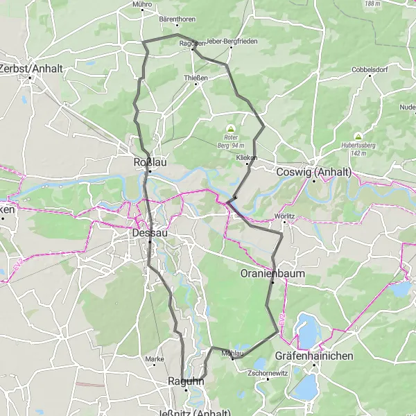 Karten-Miniaturansicht der Radinspiration "Die Elbtalroute" in Sachsen-Anhalt, Germany. Erstellt vom Tarmacs.app-Routenplaner für Radtouren