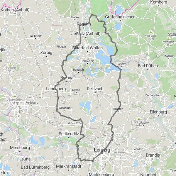 Karten-Miniaturansicht der Radinspiration "Historische Orte und Naturerlebnisse" in Sachsen-Anhalt, Germany. Erstellt vom Tarmacs.app-Routenplaner für Radtouren