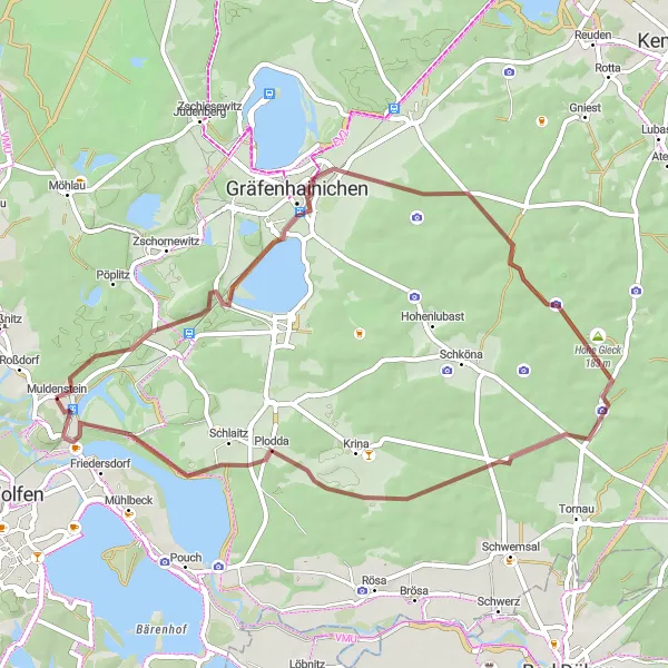 Karten-Miniaturansicht der Radinspiration "Entdecke die Muldenstein-Rundfahrt" in Sachsen-Anhalt, Germany. Erstellt vom Tarmacs.app-Routenplaner für Radtouren