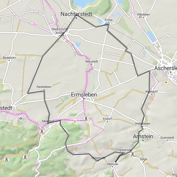 Map miniature of "The Altitude Adventure" cycling inspiration in Sachsen-Anhalt, Germany. Generated by Tarmacs.app cycling route planner