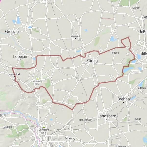 Map miniature of "Gravel Ride to Trebbichau an der Fuhne" cycling inspiration in Sachsen-Anhalt, Germany. Generated by Tarmacs.app cycling route planner