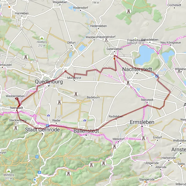 Map miniature of "Exploring Münzenberg and Teufelsmauer Königstein" cycling inspiration in Sachsen-Anhalt, Germany. Generated by Tarmacs.app cycling route planner