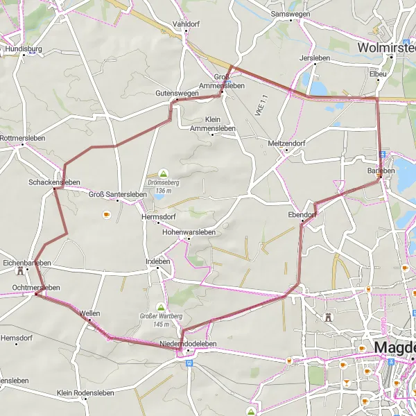 Map miniature of "Königsberg Gravel Adventure" cycling inspiration in Sachsen-Anhalt, Germany. Generated by Tarmacs.app cycling route planner