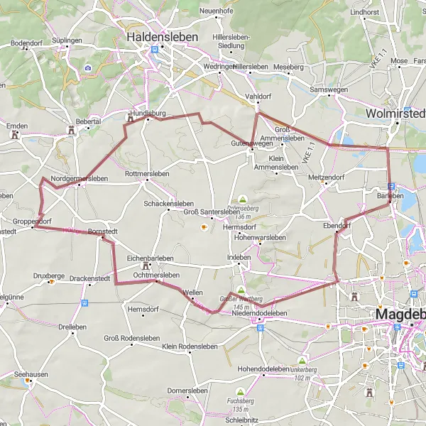 Map miniature of "Elbe Loop" cycling inspiration in Sachsen-Anhalt, Germany. Generated by Tarmacs.app cycling route planner