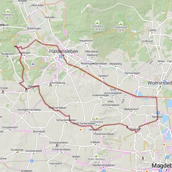 Map miniature of "Gravel Adventure" cycling inspiration in Sachsen-Anhalt, Germany. Generated by Tarmacs.app cycling route planner