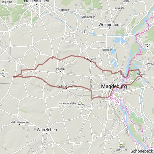 Map miniature of "Magdeburg Telegraphenberg Route" cycling inspiration in Sachsen-Anhalt, Germany. Generated by Tarmacs.app cycling route planner