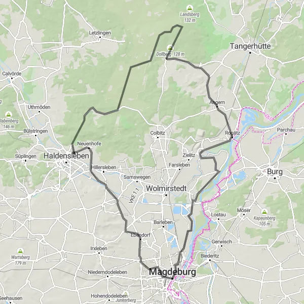 Karten-Miniaturansicht der Radinspiration "Magdeburg und Umgebung" in Sachsen-Anhalt, Germany. Erstellt vom Tarmacs.app-Routenplaner für Radtouren