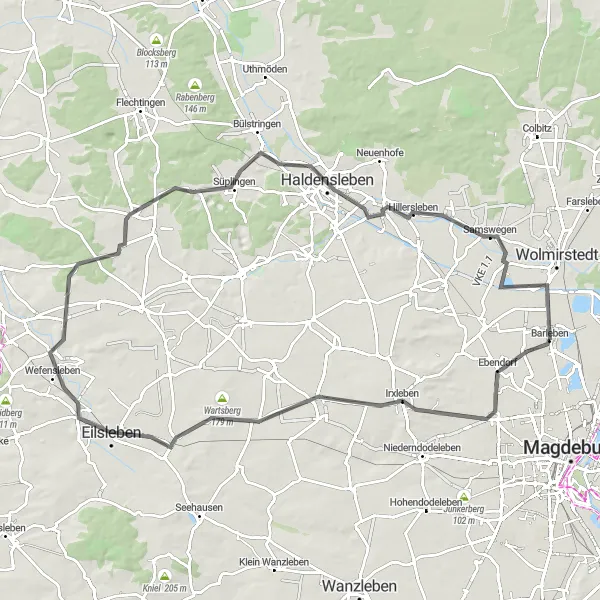 Karten-Miniaturansicht der Radinspiration "Haldensleben und Umgebung entdecken" in Sachsen-Anhalt, Germany. Erstellt vom Tarmacs.app-Routenplaner für Radtouren