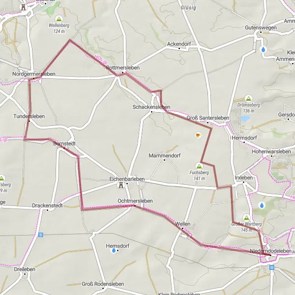 Map miniature of "Quiet Pathways to Schackensleben" cycling inspiration in Sachsen-Anhalt, Germany. Generated by Tarmacs.app cycling route planner