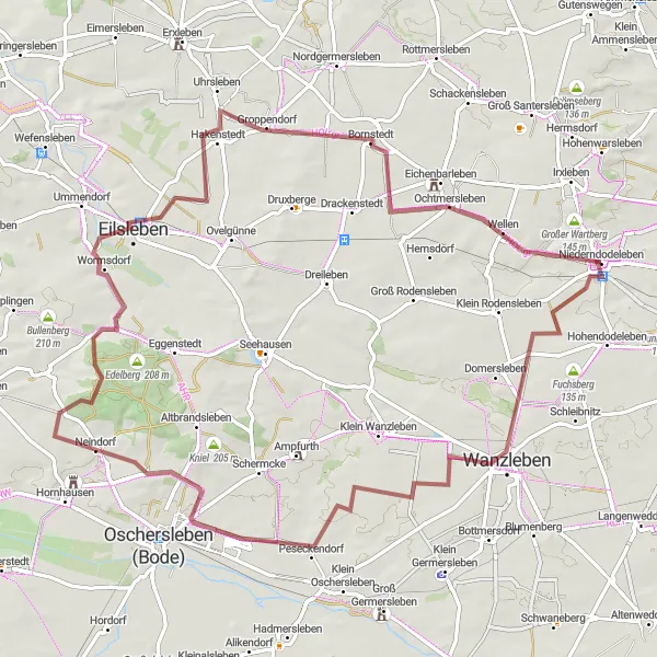 Map miniature of "The Gravel Adventure" cycling inspiration in Sachsen-Anhalt, Germany. Generated by Tarmacs.app cycling route planner