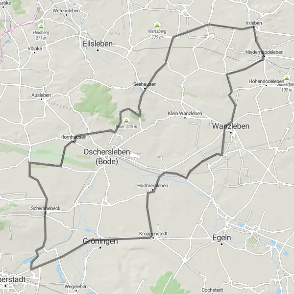Map miniature of "The Mühlenberg Loop" cycling inspiration in Sachsen-Anhalt, Germany. Generated by Tarmacs.app cycling route planner
