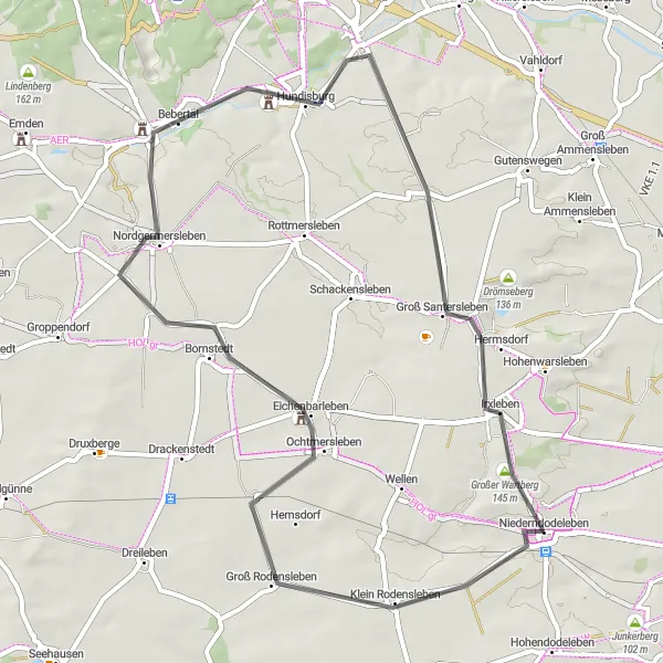 Map miniature of "Groß Rodensleben Loop" cycling inspiration in Sachsen-Anhalt, Germany. Generated by Tarmacs.app cycling route planner