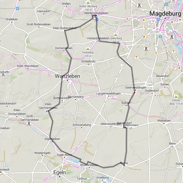 Map miniature of "Countryside Delight" cycling inspiration in Sachsen-Anhalt, Germany. Generated by Tarmacs.app cycling route planner